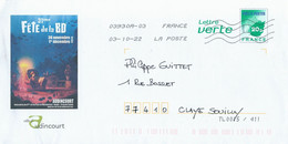 PAP Lettre Verte France 20 G Avec Repiquage 31ème Fête De La BD - Audincourt - Lot B2K/12U518 Au Verso - PAP: Private Aufdrucke