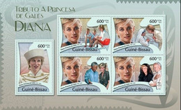 Guinea Bissau 2012, Diana III, Mother Teresa, Pope J. Paul II, Mandela, 5val In BF - Moeder Teresa