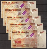 UGANDA. 5 X 1000 Shillings 2021. UNC. - Ouganda
