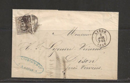 LETTRE-LIEGE-DISON-6 AVRIL 1858-TROUVAILLE-GRENIER-BRIEF-COMPLEET-ZOLDERVONDST-VOYEZ LES 3 SCANS-RARE? ? ? - 1849-1865 Médaillons (Autres)