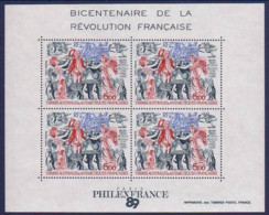 Année 1989 - Feuillet N° 1 - Bicentenaire De La Révolution Française - Philexfrance 89 - Timbre PA N° 108 - 5 F. X 4 - Blocs-feuillets