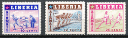 LIBERIA 1955 SPORTS - TENNIS-FOOTBALL-BOXING-BASEBALL-SWIMMING-RUNNING - MH SET                                    Hk119 - Liberia