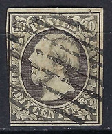 LUXEMBOURG Ca.1852: Le ZNr. 1a, Gris-noir Sur Blanc, Obl. Grille - 1852 William III