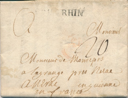 1757 Griffe ARM DU RHIN Sur  Lettre Port-Dû TEXTE INTERESSANT ! LAGRANGE MONREPOS NERAC Lot Et Garonne - Marques D'armée (avant 1900)