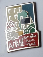L293 Pin's Politique Parti Socialiste Antonin A MAHE Élu à Paimpol Côtes-d'Armor Fleur Rose Achat Immédiat - Administrations