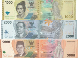 INDONESIA 1000 2000 5000 Rupiah SET 3v 2022 P W162 - W164 UNC - Indonésie