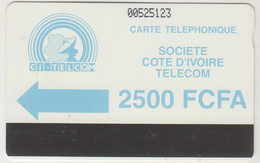 IVORY COAST (Autelca) - Blue Logo - Notched, CN:dashed Zero: "Ø", Used - Côte D'Ivoire