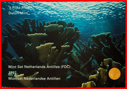 * FDC SET: NETHERLANDS ANTILLES ★ 1 - 2 1/2 - 5-10-25 CENTS 1-2 1/2 GULDEN 1992! UNC MINT LUSTRE★LOW START ★ NO RESERVE! - Antille Olandesi
