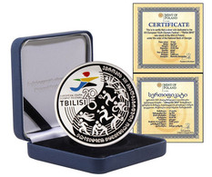 Georgia 10 GEL 2015 PROOF Youth Olympiad In Tbilisi. Silver 925 Pr Weight 15.5 Gr - Georgië