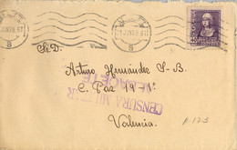 1939 ALBACETE , SOBRE CIRCULADO A VALENCIA , LLEGADA , MARCA DE CENSURA MILITAR DE ALBACETE - Briefe U. Dokumente