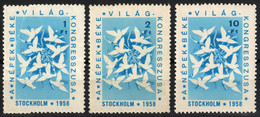 World Peace Council Conference / Stockholm - 1958 Sweden - Hungary LABEL CINDERELLA Dove Pigeon - Flag Flags - Nuevos
