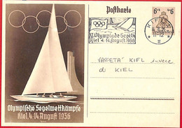 Aa2564 - Germany - POSTAL HISTORY - 1936 Olympic Games SPECIAL POSTMARK Sailing - Postmark Error - Ete 1936: Berlin