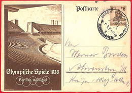 Aa2572 - Germany - POSTAL HISTORY - 1936 Olympic Games SPECIAL POSTMARK Stadium - Estate 1936: Berlino