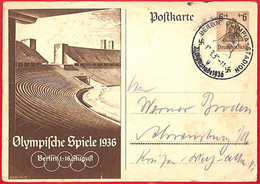 Aa2572 - Germany - POSTAL HISTORY - 1936 Olympic Games SPECIAL POSTMARK Stadium - Summer 1936: Berlin