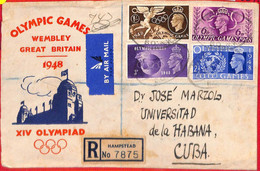 Aa2577 - GB - Postal History - Registered COVER To CUBA  1948  OLYMPIC GAMES - Verano 1948: Londres