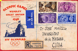 Aa2577 - GB - Postal History - Registered COVER To CUBA  1948  OLYMPIC GAMES - Summer 1948: London