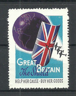 Great Britain - The Shield 1940ies Propaganda Vignette Advertising Stamp Help Her Cause - Buy Her Goods MNH Air Planes - Cinderelas