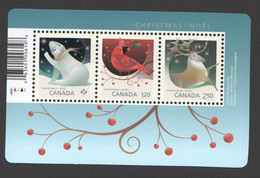 2017  Christmas: Polar Bear, Cardinal (Bird), Caribou 2 Diff. On Souvenir Sheet Sc 3045 ** MNH - Neufs