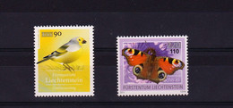 2022 Liechtenstein Bird And Butterfly Overprint Self-adhesive Set Of 2 MNH - Nuevos