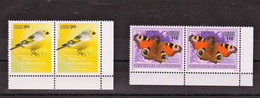 2022 Liechtenstein Bird And Butterfly Overprint Self-adhesive 2 Corner Pairs Of 2 MNH - Nuovi