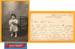 Photographie - Décor Studio - Enfant - Voiron 1914 H. FORTUNE Photo 5, Rue Des Cleres GRENOBLE - Persone Anonimi