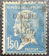 RARE N°265a. Pasteur Bleu 1f50 Cachet Hexagonale De Marseille. Congrès Du B.I.T 1930. - Oblitérés