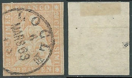 1854-62 SVIZZERA USATO ALLEGORIA SEDUTA 20 R FILO VERDE UNIFICATO 29 - RF20-9 - Gebraucht