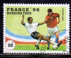 BURKINA FASO 1996 WORLD SOCCER CUP CHAMPIONSHIPS FRANCE 98 PLAYS 50fr USATO USED OBLITERE' - Burkina Faso (1984-...)