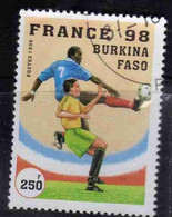 BURKINA FASO 1996 WORLD SOCCER CUP CHAMPIONSHIPS FRANCE 98 PLAYS 250fr USATO USED OBLITERE' - Burkina Faso (1984-...)