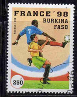 BURKINA FASO 1996 WORLD SOCCER CUP CHAMPIONSHIPS FRANCE 98 PLAYS 250fr USATO USED OBLITERE' - Burkina Faso (1984-...)
