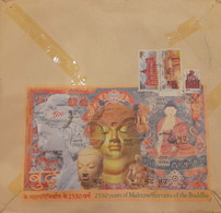 INDIA 2007 2550 YEARS OF MAHAPARINIRVANA OF THE BUDDHA Miniature Sheet MS Franked On Registered Speed Post Cover - Buddhism