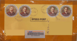 INDIA 2018 Mahatma Gandhi Round Odd Shaped Stamps & Madhubala MS Franked On Registered Speed Post Cover As Per Scan - Fouten Op Zegels