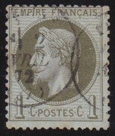France   .    Y&T   .   25        .   O    .    Oblitéré - 1863-1870 Napoleon III With Laurels