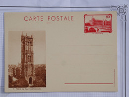 BG7 FRANCE BELLE CARTE ENTIER RR 1940++PARIS TOUR ST JACQUES ++ NON VOYAGEE++ - Sonstige & Ohne Zuordnung