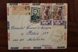 1954 AEF Congo France Cover Air Mail Par Avion Poste Aerienne Recommandé Registered R - Storia Postale