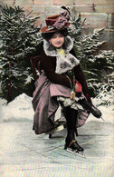 Dame Mit Schlittschuhen, Winter, Weihnachten, Um 1905 - Pattinaggio Artistico