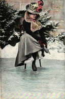 Dame Mit Schlittschuhen, Winter, Weihnachten, Um 1905 - Eiskunstlauf