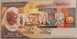 India 07.05.2011 RABINDRANATH TAGORE Miniature Sheet MS "Issue Date" Registered Speed Post First Day Cover As Per Scan - Sonstige & Ohne Zuordnung