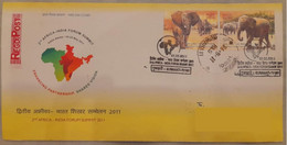 India 2011 2nd AFRICA-INDIAN SUMMIT (SG-2816-2817) 2v SET Franked "Issue Date" Registered Speed Post Cover As Per Scan - Other & Unclassified