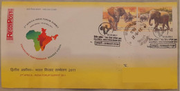 India 2011 2nd AFRICA-INDIAN SUMMIT (SG-2816-2817) 2v SET Franked "Issue Date" Registered Speed Post Cover As Per Scan - Autres & Non Classés