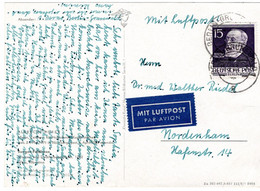 61432 - Berlin - 1953 - 15Pfg Virchow EF A LpAnsKte BERLIN -> Nordenham - Lettres & Documents