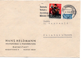 61436 - Bund - 1953 - 20Pfg Unfall-Verhuetung EF A Bf DARMSTADT - ... VERKEHRSAUSSTELLUNG ... -> Kulmbach - Cartas & Documentos