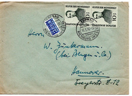61437 - Bund - 1956 - 2@10Pfg WoFa '55 A Bf LIEBENAU -> Hannover - Lettres & Documents