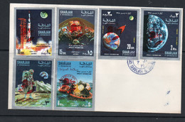 SPACE - SHARJAH  -1969 - SPACE SET OF 6 PERF  ILLUSTRATED FDCS - Asia