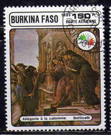 BURKINA FASO 1985 PHILATELIC EXHIBITION ITALIA 85 PAINTINGS BY BOTTICELLI ALLEGORY OF CALUMNY 150fr USATO USED OBLITERE' - Burkina Faso (1984-...)