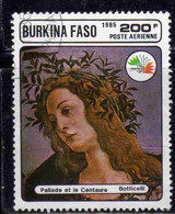 BURKINA FASO 1985 PHILATELIC EXHIBITION ITALIA 85 PAINTINGS BY BOTTICELLI PALLAS AND CENTAUR 200fr USATO USED OBLITERE' - Burkina Faso (1984-...)