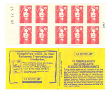 CARNET 2874-C 6 Marianne De Briat "SIMPLIFIEZ VOUS LA VIE, ESSAYEZ L'ENVELOPPE TIMBREE" Daté 12/12/95. TRES RARE - Moderne : 1959-...