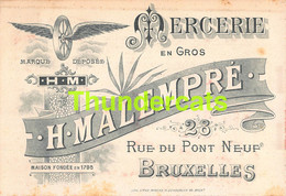 CPA BRUXELLES MERCERIE H. MALEMPRE PUB PUBLICITE 13 CM X 9 CM - Cafés, Hotels, Restaurants