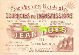 CPA BRUXELLES COURROIES DE TRANSMISSIONS JEAN DUYS RUE DE LAUNOY PUB PUBLICITE 13 CM X 9 CM - Cafés, Hôtels, Restaurants