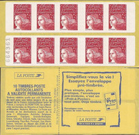 CARNET 3085a-C 1 Marianne De Luquet "SIMPLIFIEZ VOUS LA VIE, ESSAYEZ L'ENVELOPPE PRE-TIMBREE" Daté 08.09.97, à Saisir. - Moderne : 1959-...